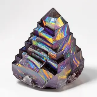 A specimen of bismuth crystal showing accurate iridescent ox