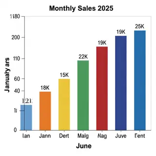 A bar chart showing monthly sales for January through June w