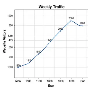 A simple line graph showing daily website visitors over one 
