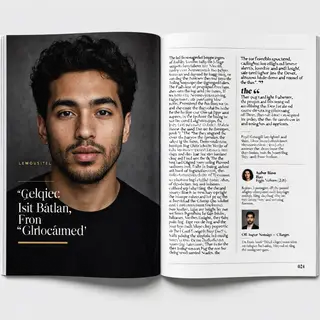 A magazine double-page spread with a left page containing a 