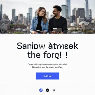 A landing page design with a hero header image at the top, a