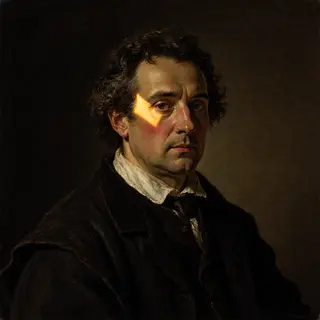 A portrait lit with classic Rembrandt lighting — triangle of
