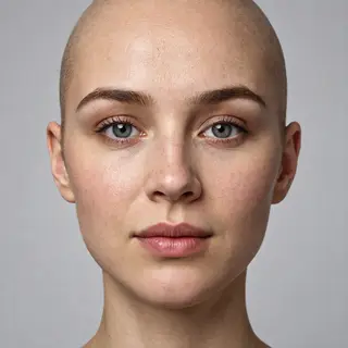 A human face with eyes, nose, and mouth but no eyebrows