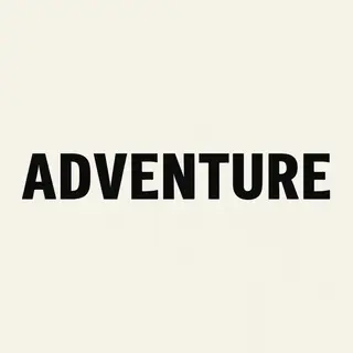 The word 'ADVENTURE' in big bold letters centered on a plain