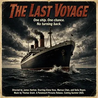 A vintage movie poster for 'THE LAST VOYAGE' featuring a tag