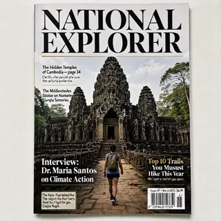 A magazine cover titled 'NATIONAL EXPLORER' with cover lines