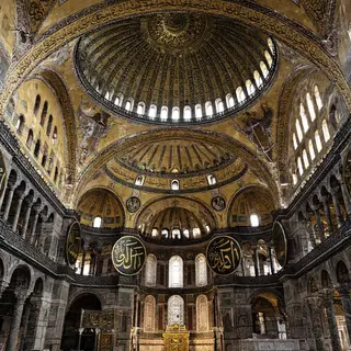 The Hagia Sophia interior showing the massive central dome, 