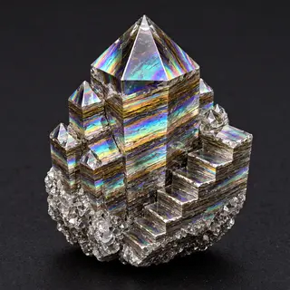 A specimen of bismuth crystal showing accurate iridescent ox