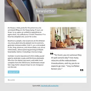 A newsletter layout with a banner image header, a two-column