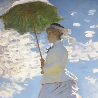 A woman with a parasol in the style of Impressionism — soft 