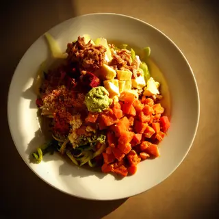 A food photograph shot from above at 35mm f/2.8 with natural