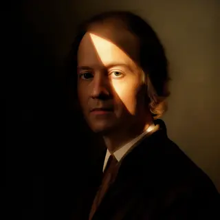 A portrait lit with classic Rembrandt lighting — triangle of