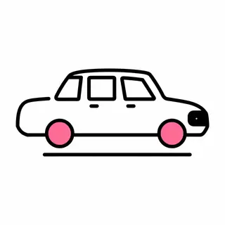 A car body with windows, doors, and headlights but no wheels