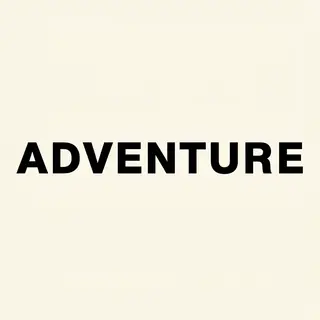The word 'ADVENTURE' in big bold letters centered on a plain