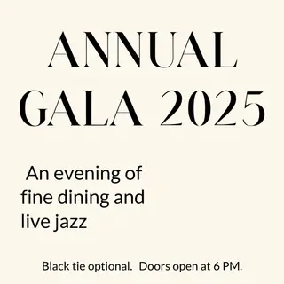 An event banner with headline 'ANNUAL GALA 2025' at the top 