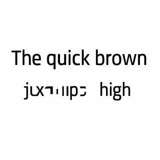 The sentence 'The quick brown fox jumps high' in clean black