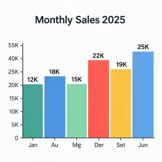 A bar chart showing monthly sales for January through June w