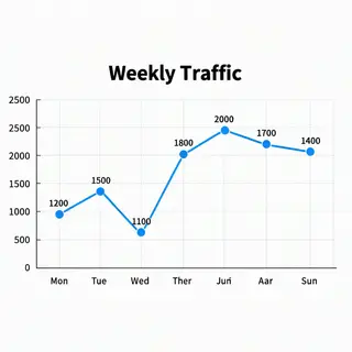 A simple line graph showing daily website visitors over one 
