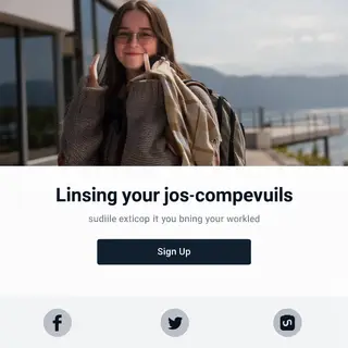 A landing page design with a hero header image at the top, a