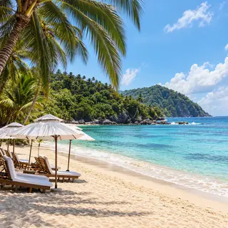 A tropical beach scene with no people