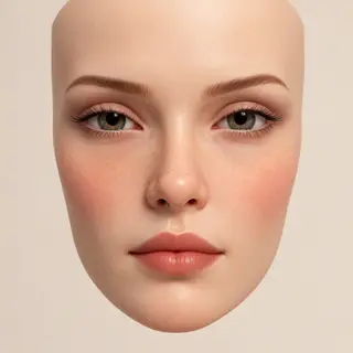 A human face with eyes, nose, and mouth but no eyebrows