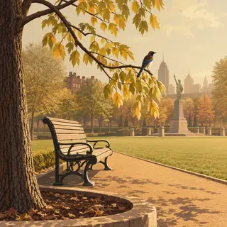 A bird perched on a branch, the branch extending from a tree