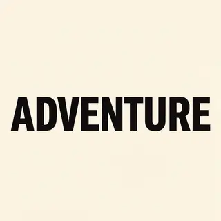 The word 'ADVENTURE' in big bold letters centered on a plain