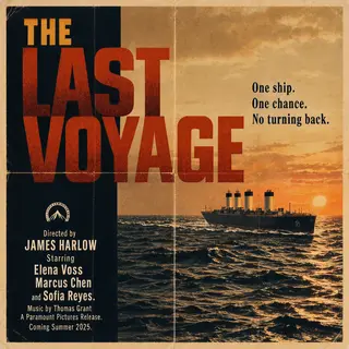A vintage movie poster for 'THE LAST VOYAGE' featuring a tag