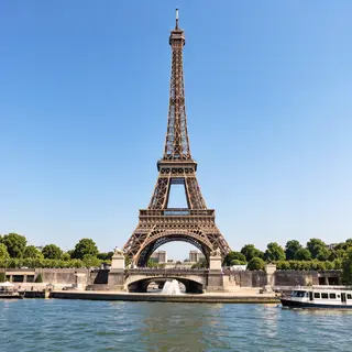 The Eiffel Tower in Paris on a clear day, architecturally ac