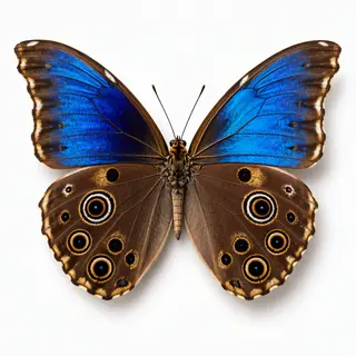 A Morpho menelaus butterfly with accurate iridescent blue do