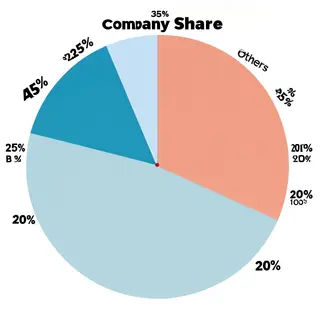 A pie chart showing market share: Company A 35%, Company B 2