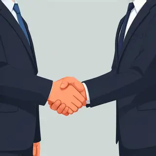 Two people shaking hands in a professional setting, all fing