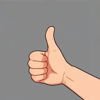 A hand giving a thumbs-up with four fingers curled and thumb