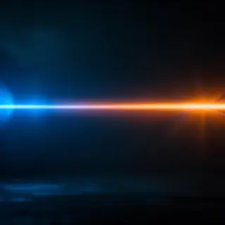 A cinematic frame with blue and orange anamorphic lens flare