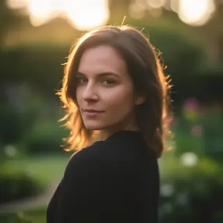 A portrait shot at 85mm f/1.4 with creamy bokeh background, 