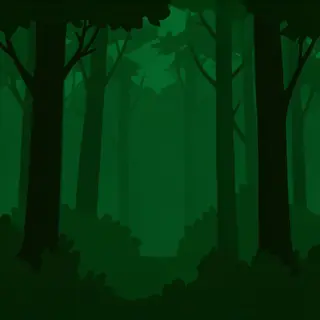 A forest scene where the foliage is precisely #2D5F2D (dark 