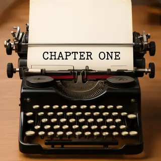 The word 'CHAPTER ONE' typed on aged paper with a vintage ty