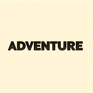 The word 'ADVENTURE' in big bold letters centered on a plain