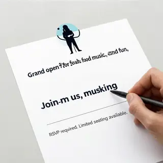 A flyer with large title 'GRAND OPENING', subtitle 'Join us 