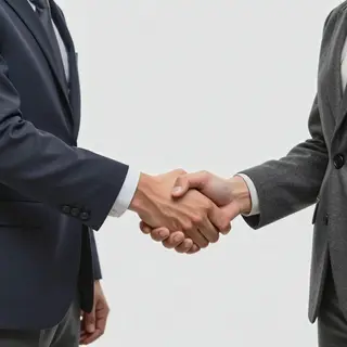 Two people shaking hands in a professional setting, all fing