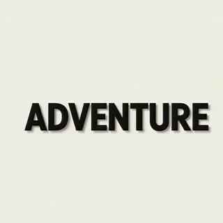 The word 'ADVENTURE' in big bold letters centered on a plain