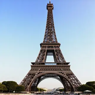 The Eiffel Tower in Paris on a clear day, architecturally ac