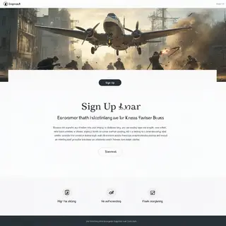 A landing page design with a hero header image at the top, a