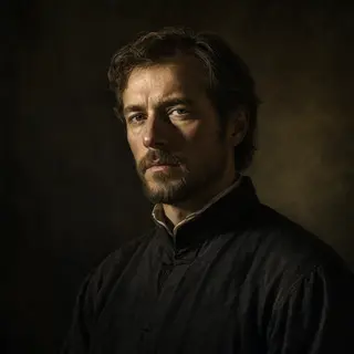 A portrait lit with classic Rembrandt lighting — triangle of