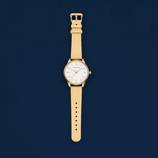A product flat-lay on a #1A1A2E (deep dark blue) background,