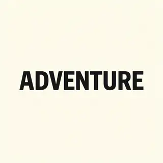 The word 'ADVENTURE' in big bold letters centered on a plain
