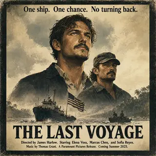 A vintage movie poster for 'THE LAST VOYAGE' featuring a tag