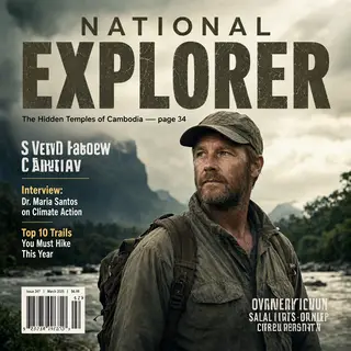 A magazine cover titled 'NATIONAL EXPLORER' with cover lines
