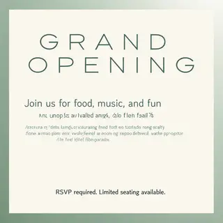 A flyer with large title 'GRAND OPENING', subtitle 'Join us 