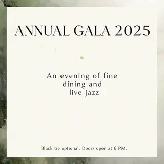 An event banner with headline 'ANNUAL GALA 2025' at the top 